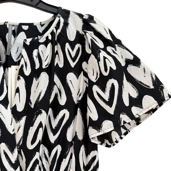 Anthropologie Somerset Maxi Dress Womens Small S Black White Hearts Pockets NWT - Picture 7 of 12